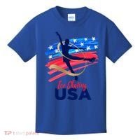Ice Skating Dance Gift Support The Team Gift Funny Usa Flag Gift Kids T-Shirt thumb 0