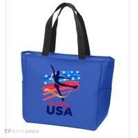 Ice Skating Dance Gift Support The Team Gift Funny Usa Flag Gift Tote Bag thumb 3