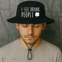 I See Drunk People Funny St Patrick's Day Bucket Hat thumb 2