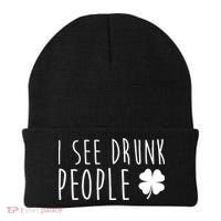 I See Drunk People Funny St Patrick's Day Beanie thumb 0