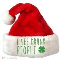 I See Drunk People Funny St Patrick's Day Santa Hat thumb 0