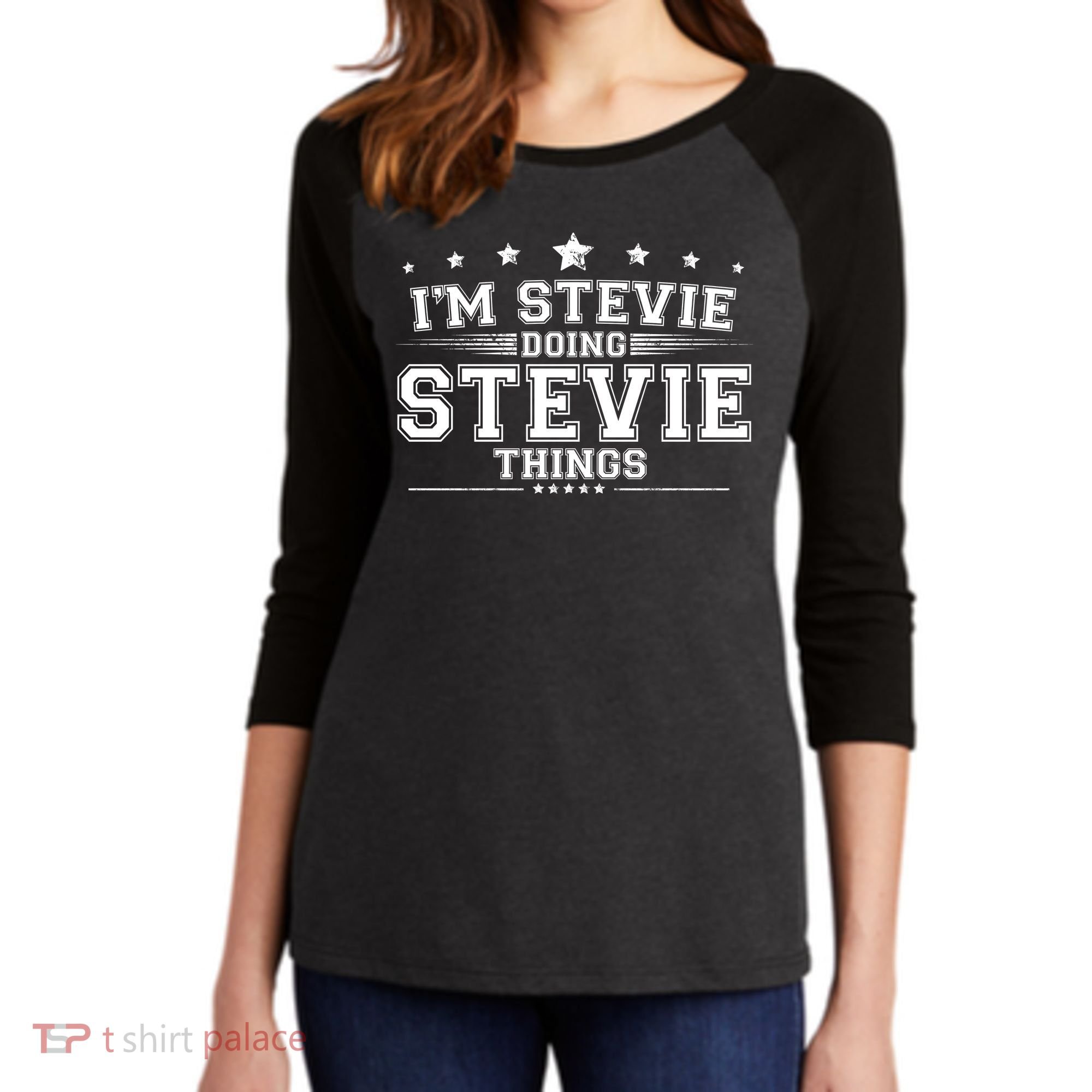 Im Stevie Doing Stevie Things Women's Tri-Blend 3/4-Sleeve Raglan Shirt