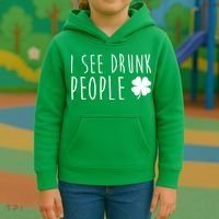 I See Drunk People Funny St Patricks Day Kids Hoodie thumb 3