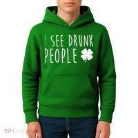 I See Drunk People Funny St Patricks Day Kids Hoodie thumb 4