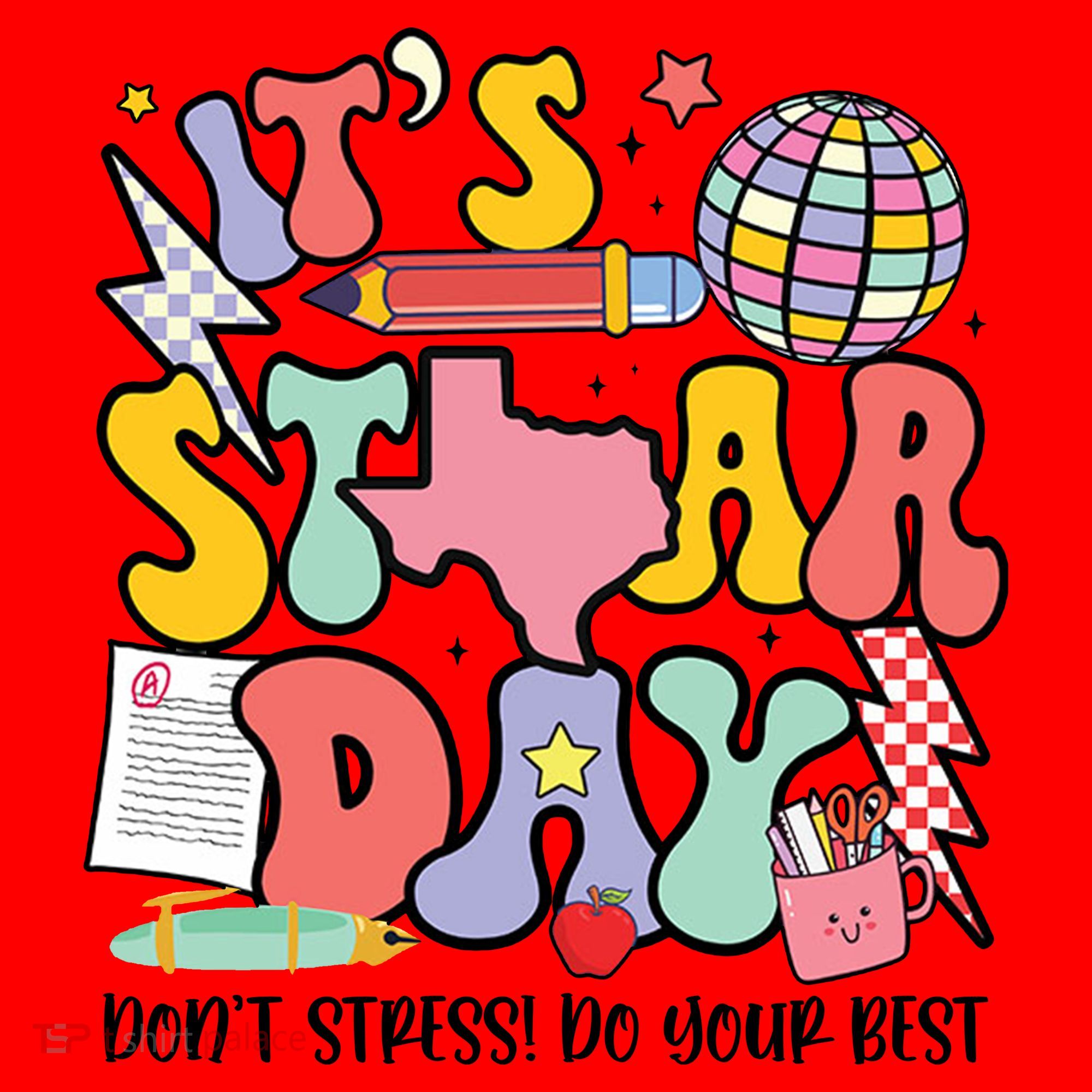 Its Staar Day Dont Stress Do Your Best Test Day Groovy Santa Hat