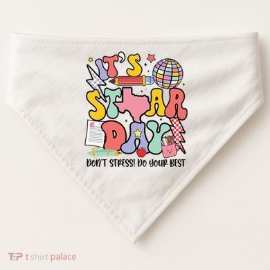 Its Staar Day Dont Stress Do Your Best Test Day Groovy USA-Made Doggie Bandana