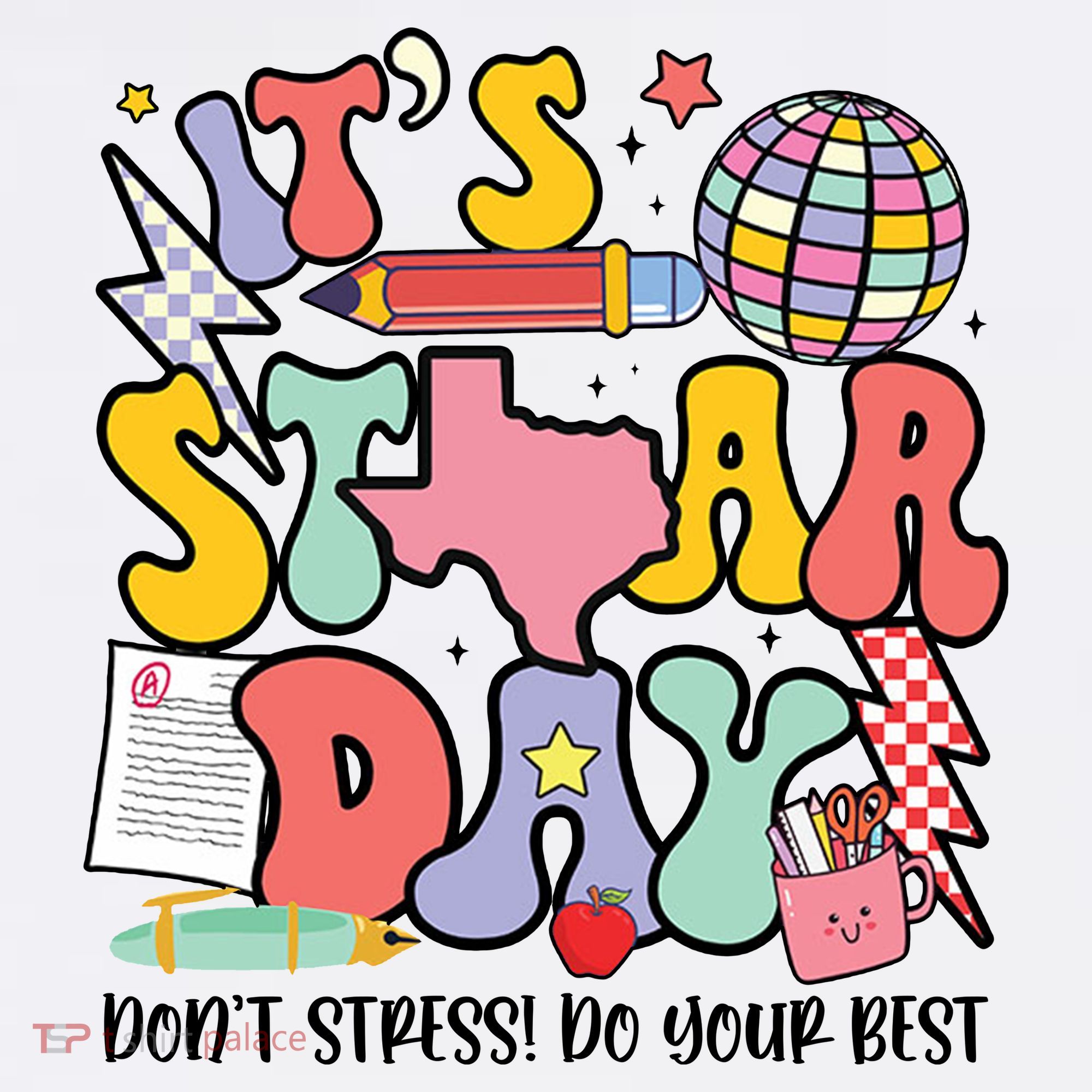 Its Staar Day Dont Stress Do Your Best Test Day Groovy Mousepad