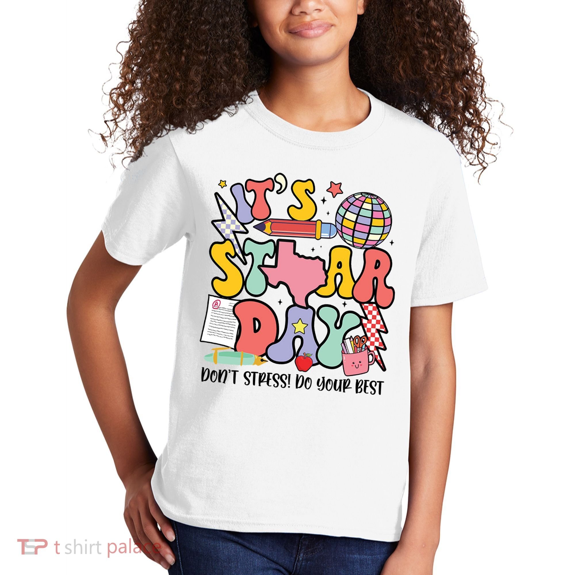 Its Staar Day Dont Stress Do Your Best Test Day Groovy Kids T-Shirt