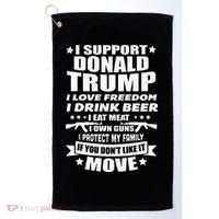 I Support Donald Trump I Love Freedom I Drink Beer Golf Towel thumb 0