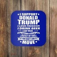 I Support Donald Trump I Love Freedom I Drink Beer Coaster thumb 0