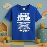 I Support Donald Trump I Love Freedom I Drink Beer Toddler T-Shirt thumb 3