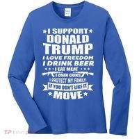 I Support Donald Trump I Love Freedom I Drink Beer Women's Long Sleeve Shirt thumb 0