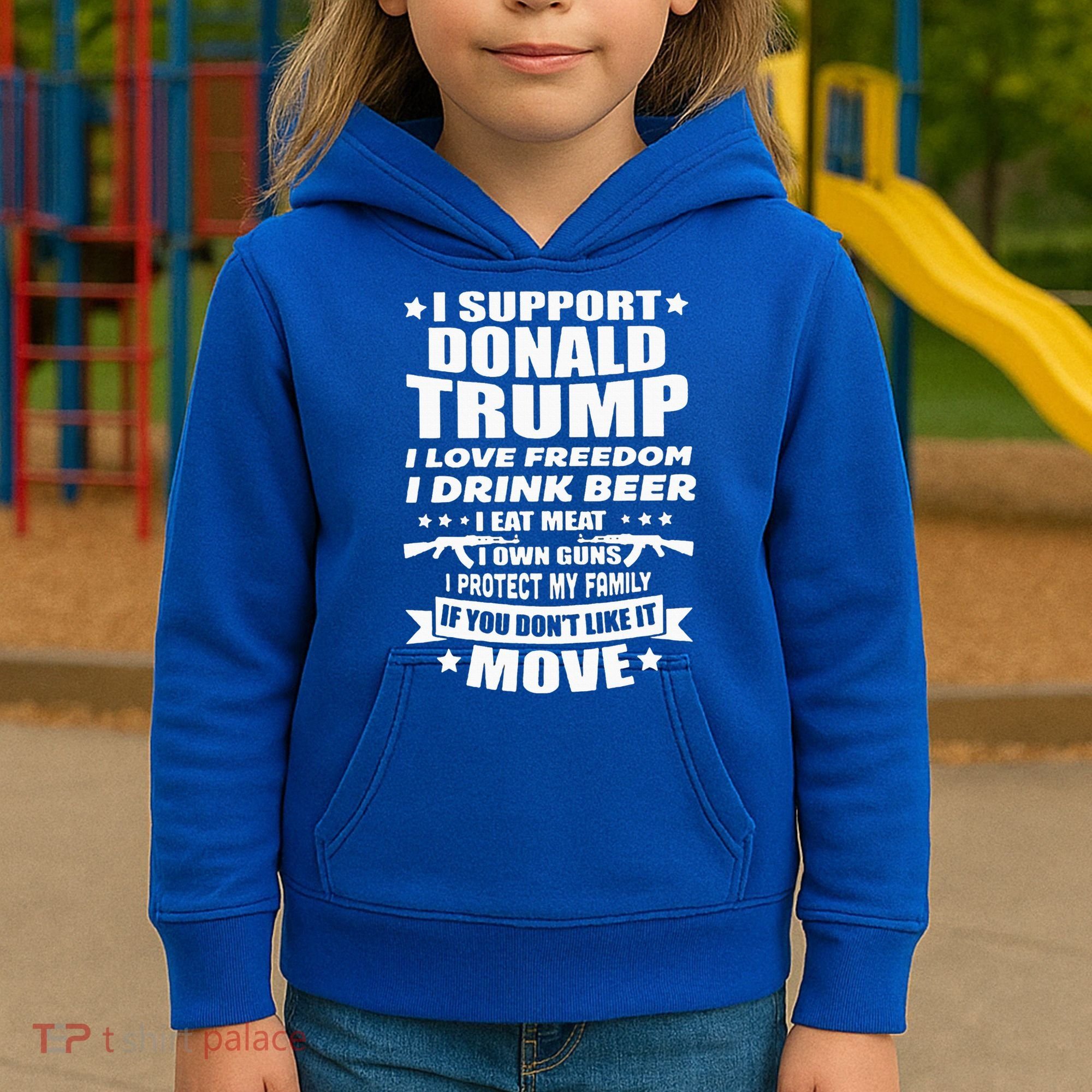 I Support Donald Trump I Love Freedom I Drink Beer Kids Hoodie