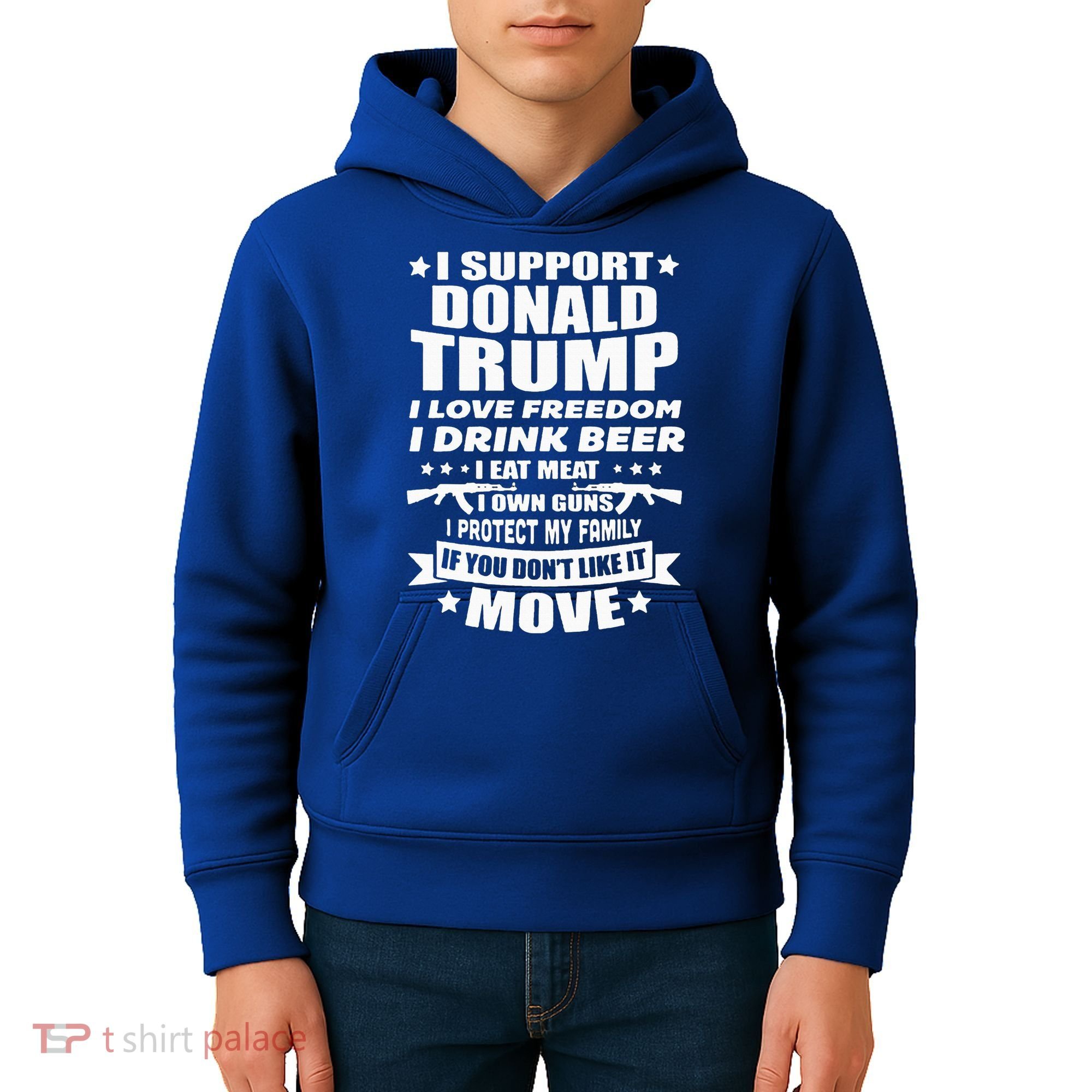 I Support Donald Trump I Love Freedom I Drink Beer Kids Hoodie