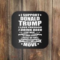 I Support Donald Trump I Love Freedom I Drink Beer Coaster thumb 0