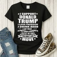 I Support Donald Trump I Love Freedom I Drink Beer Women's T-Shirt thumb 3