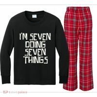 Im Seven Doing Seven Things Kids Long Sleeve Plaid Pajama Set thumb 0