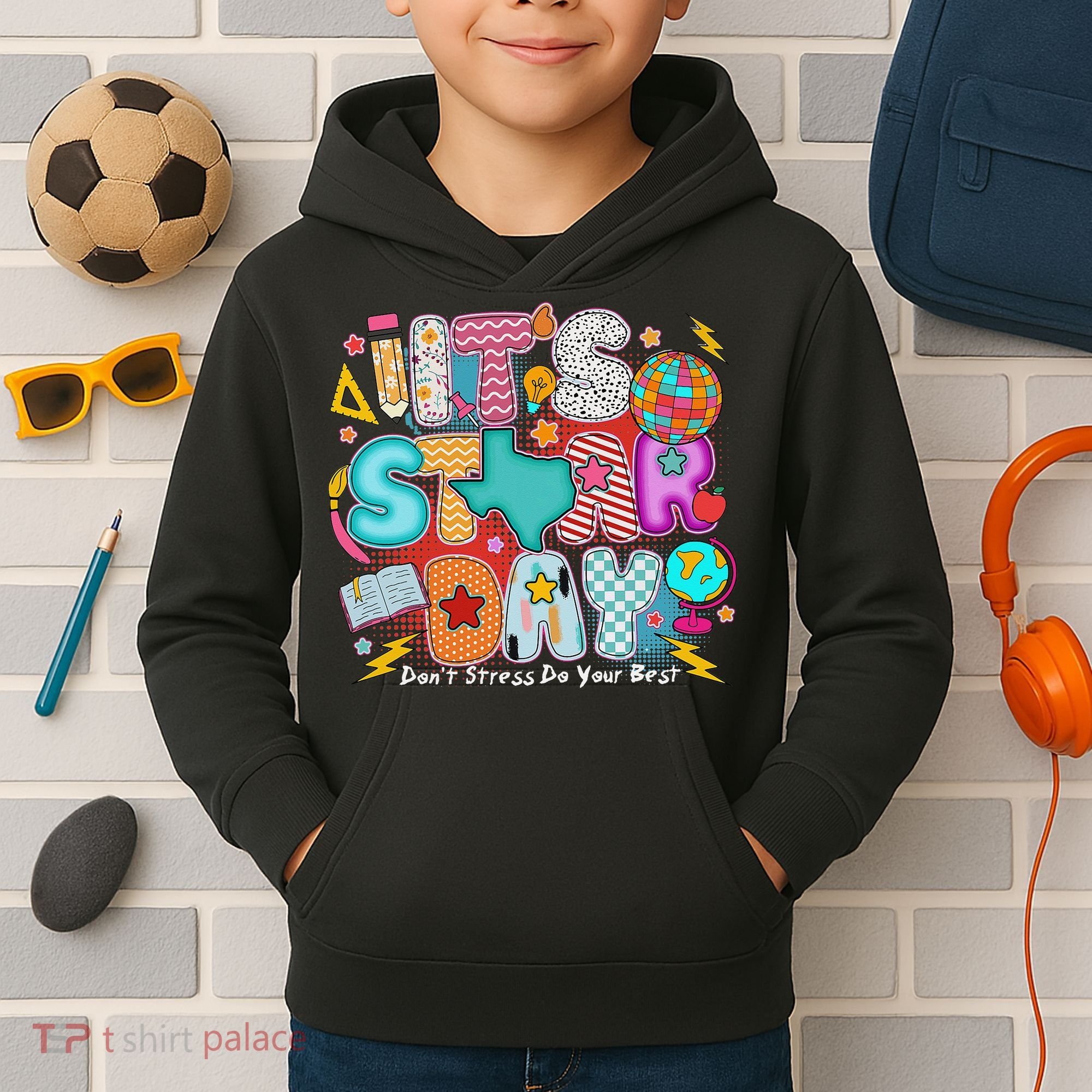 Its Star Day Dont Stress Do Your Best Testing Day Test Day Kids Hoodie