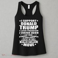 I Support Donald Trump I Love Freedom I Drink Beer Women's Tank Top thumb 3