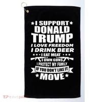 I Support Donald Trump I Love Freedom I Drink Beer Golf Towel thumb 0