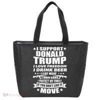 I Support Donald Trump I Love Freedom I Drink Beer Tote Bag thumb 0