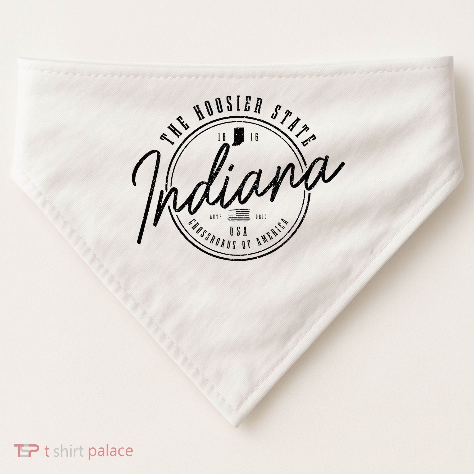 Indiana State Est. 1816 Patriotic Pride Indiana USA-Made Doggie Bandana