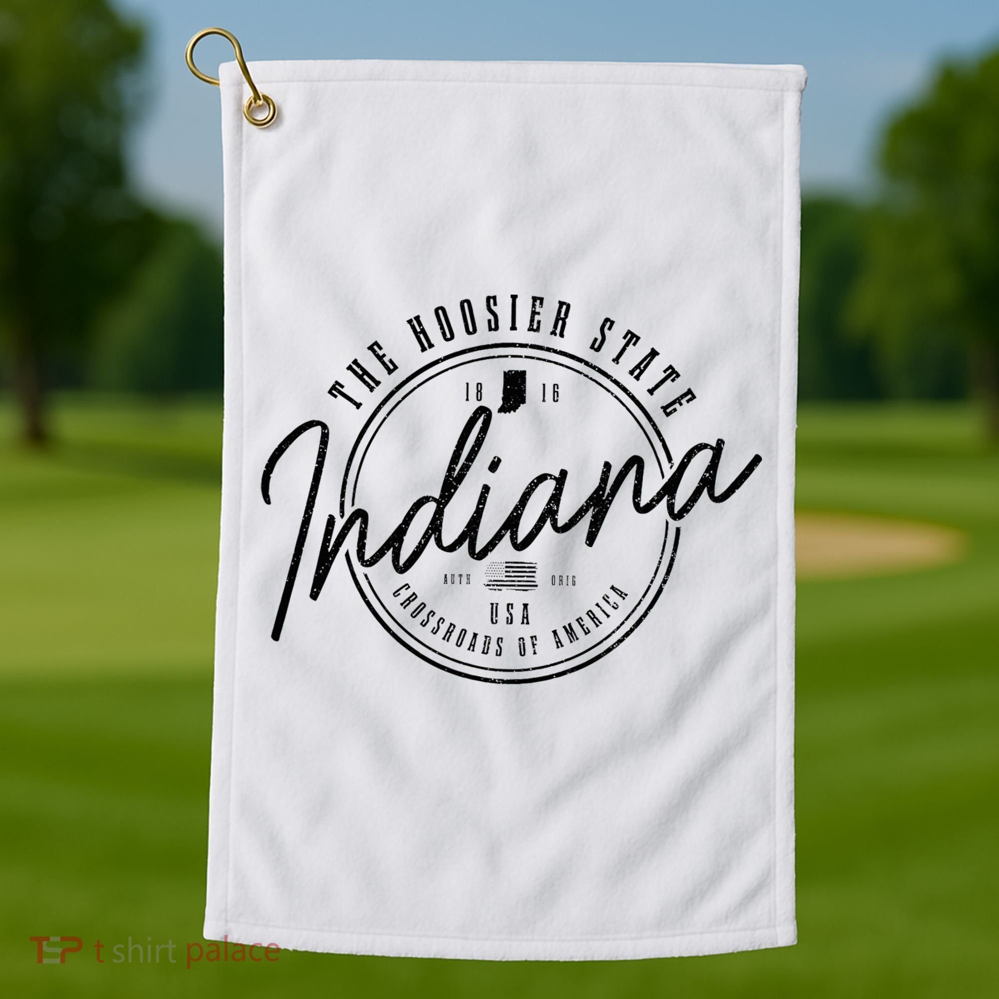 Indiana State Est. 1816 Patriotic Pride Indiana Golf Towel