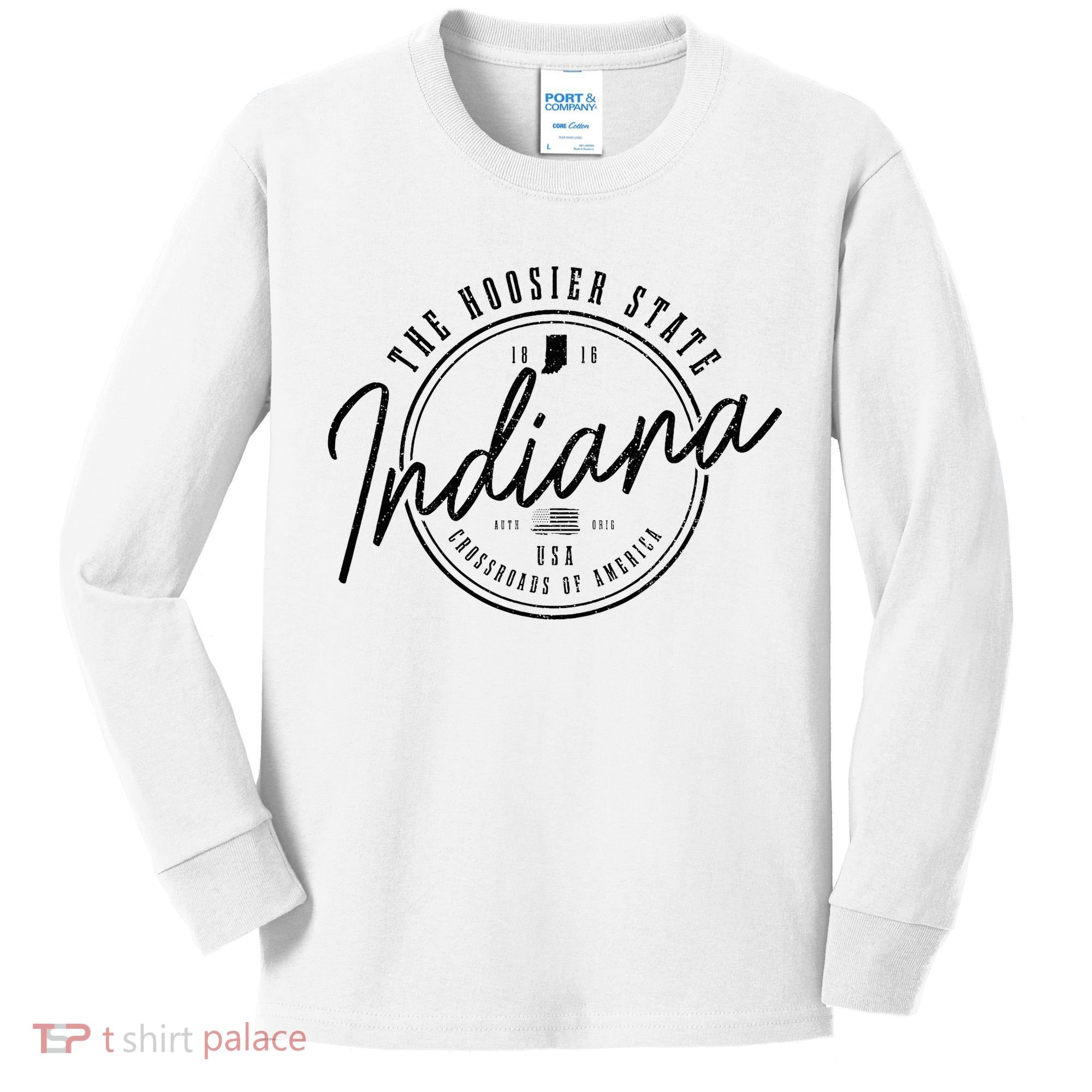 Indiana State Est. 1816 Patriotic Pride Indiana Kids Long Sleeve Shirt