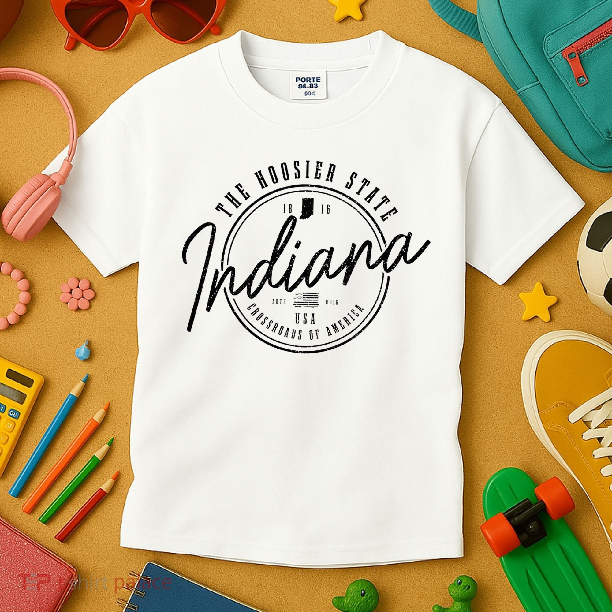 Indiana State Est. 1816 Patriotic Pride Indiana Kids T-Shirt