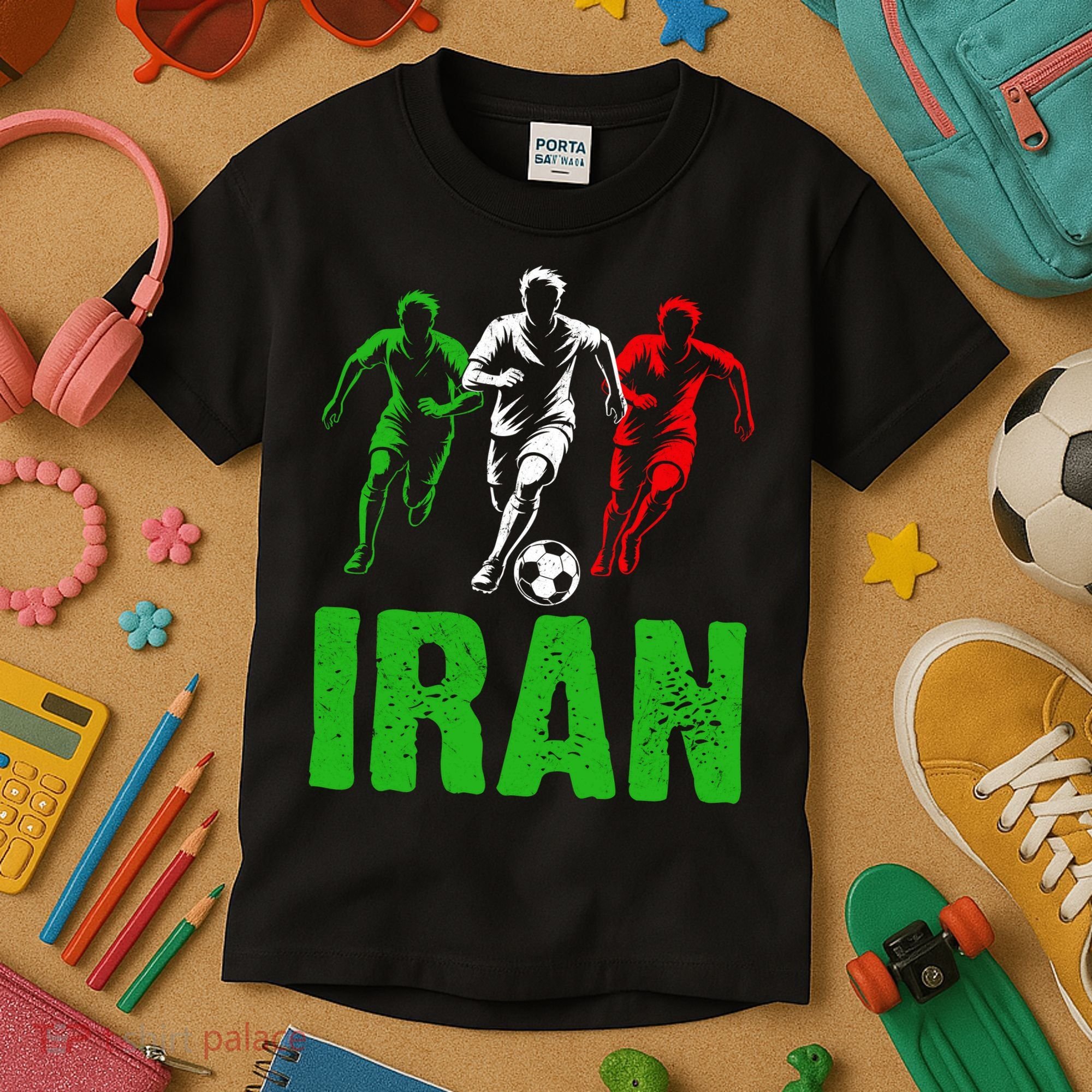 Iran Soccer Enthusiast Football Player Kids T-Shirt