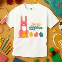 I'm So Eggstra Funny Extra Easter Holiday Kids T-Shirt thumb 3