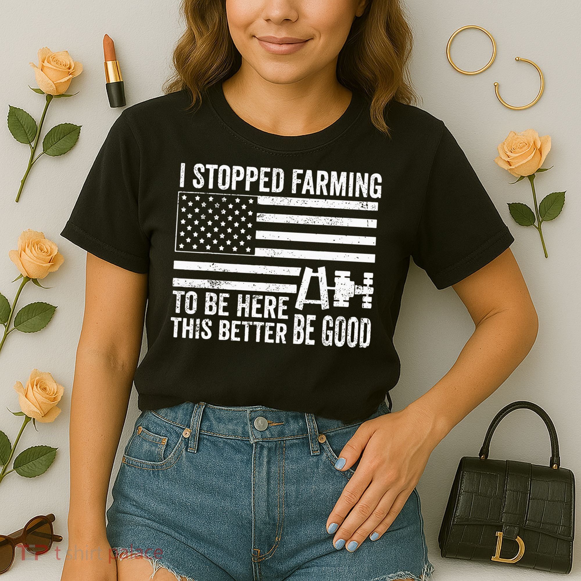 I Stopped Farming To Be Here This Better Be Good US Fllag Comfort Colors Boxy T-Shirt