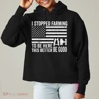 I Stopped Farming To Be Here This Better Be Good US Fllag Ladies Heavyweight Boxy Pullover Hoodie thumb 0