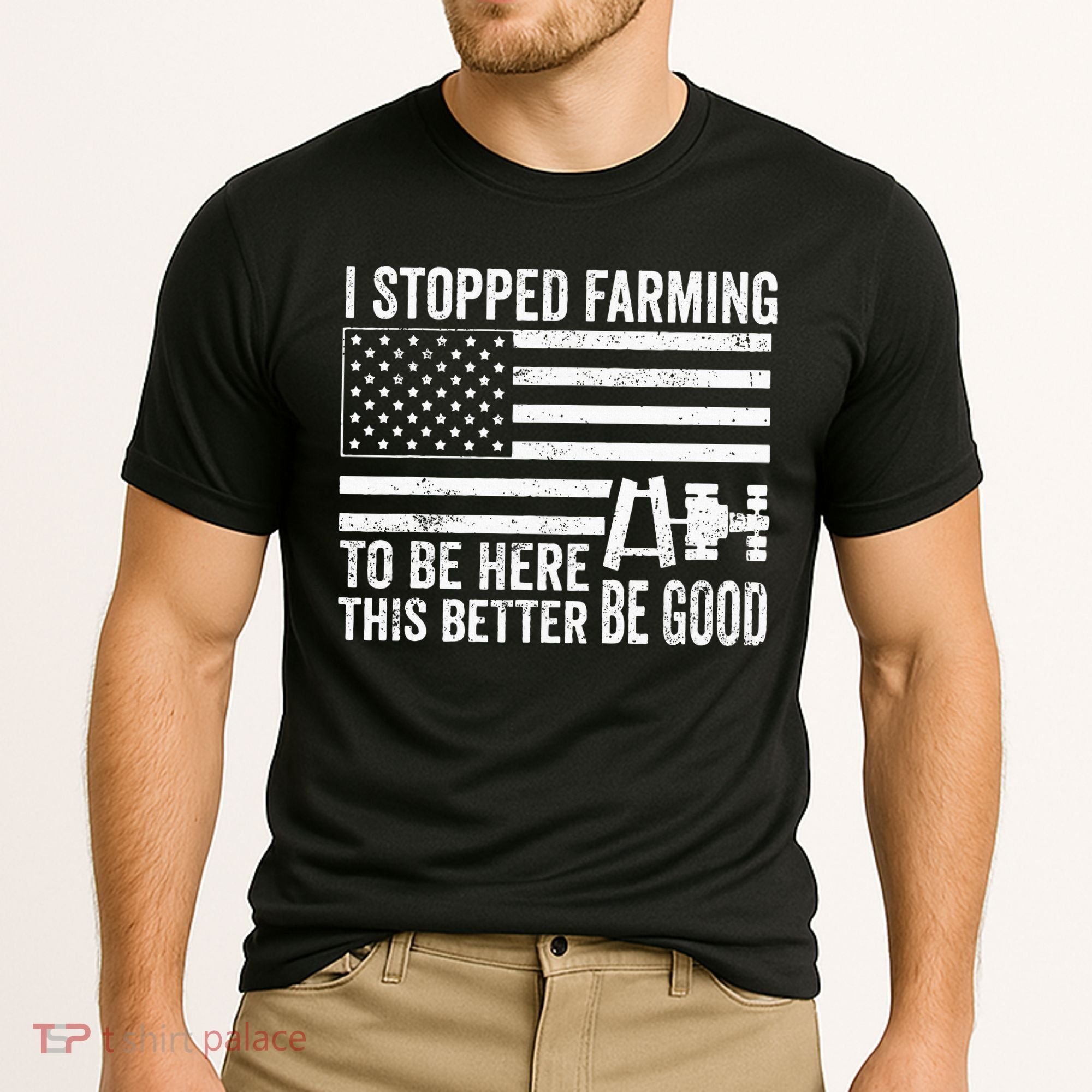 I Stopped Farming To Be Here This Better Be Good US Fllag Cooling Performance Crew T-Shirt