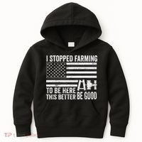 I Stopped Farming To Be Here This Better Be Good US Fllag Kids Hoodie thumb 0