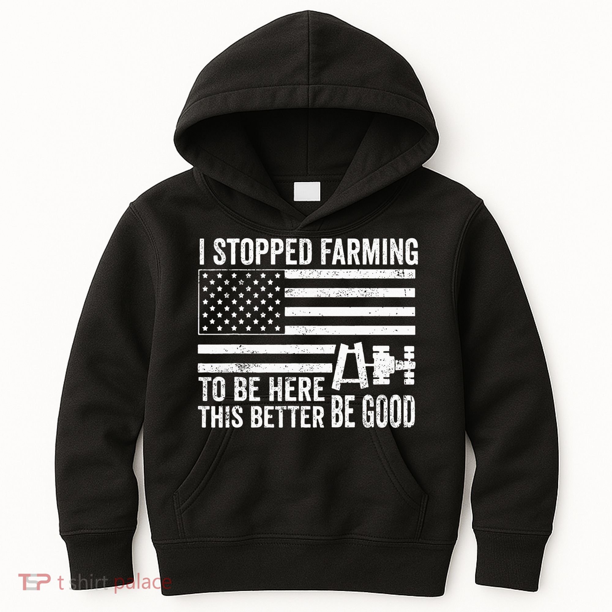 I Stopped Farming To Be Here This Better Be Good US Fllag Kids Hoodie