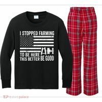 I Stopped Farming To Be Here This Better Be Good US Fllag Kids Long Sleeve Plaid Pajama Set thumb 0