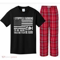 I Stopped Farming To Be Here This Better Be Good US Fllag Kids Plaid Pajama Set thumb 0