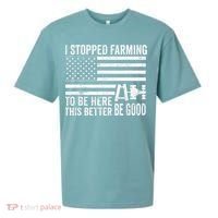 I Stopped Farming To Be Here This Better Be Good US Fllag Sueded Cloud Jersey T-Shirt thumb 0