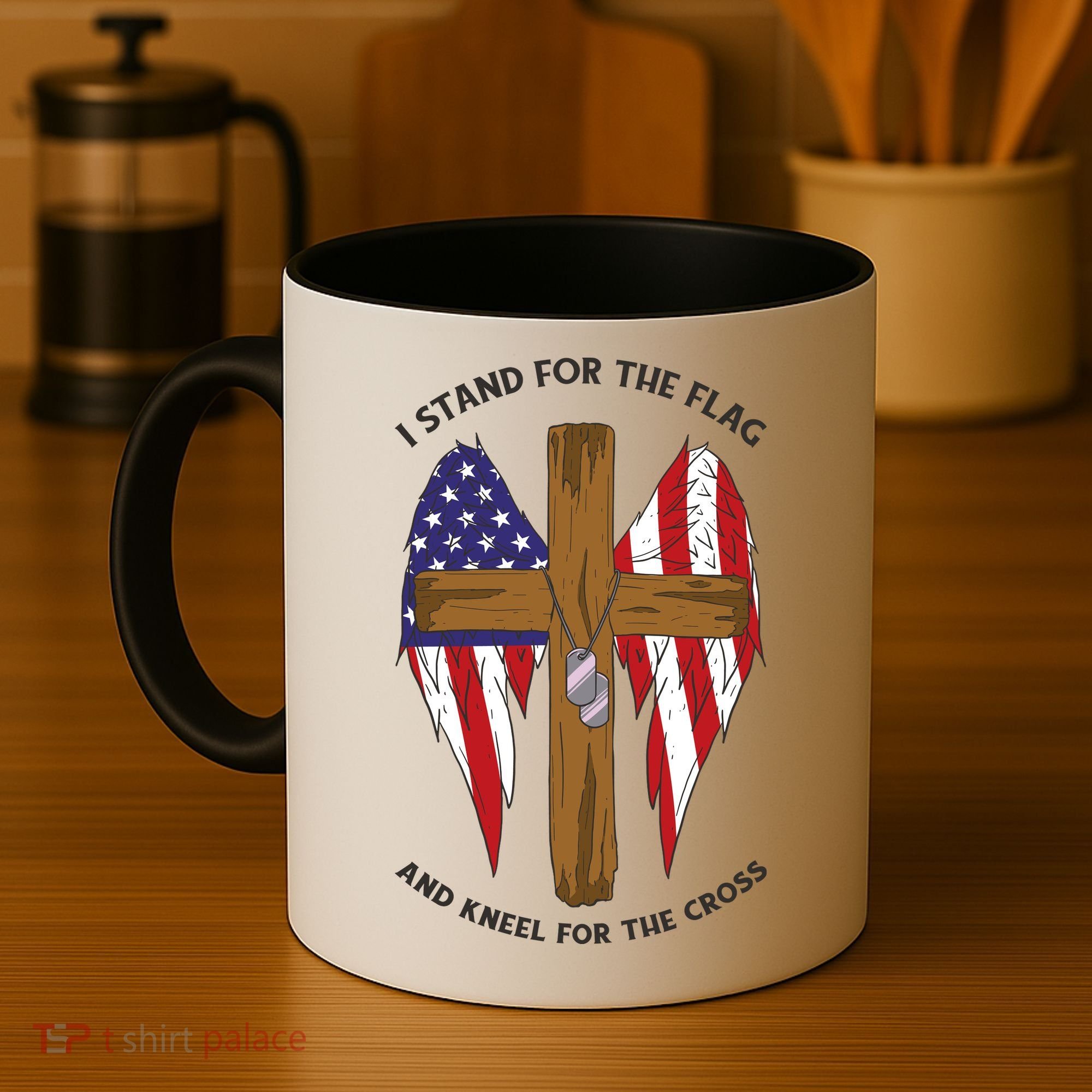 I Stand For The Flag Kneel For The Cross USA Coffee Mug