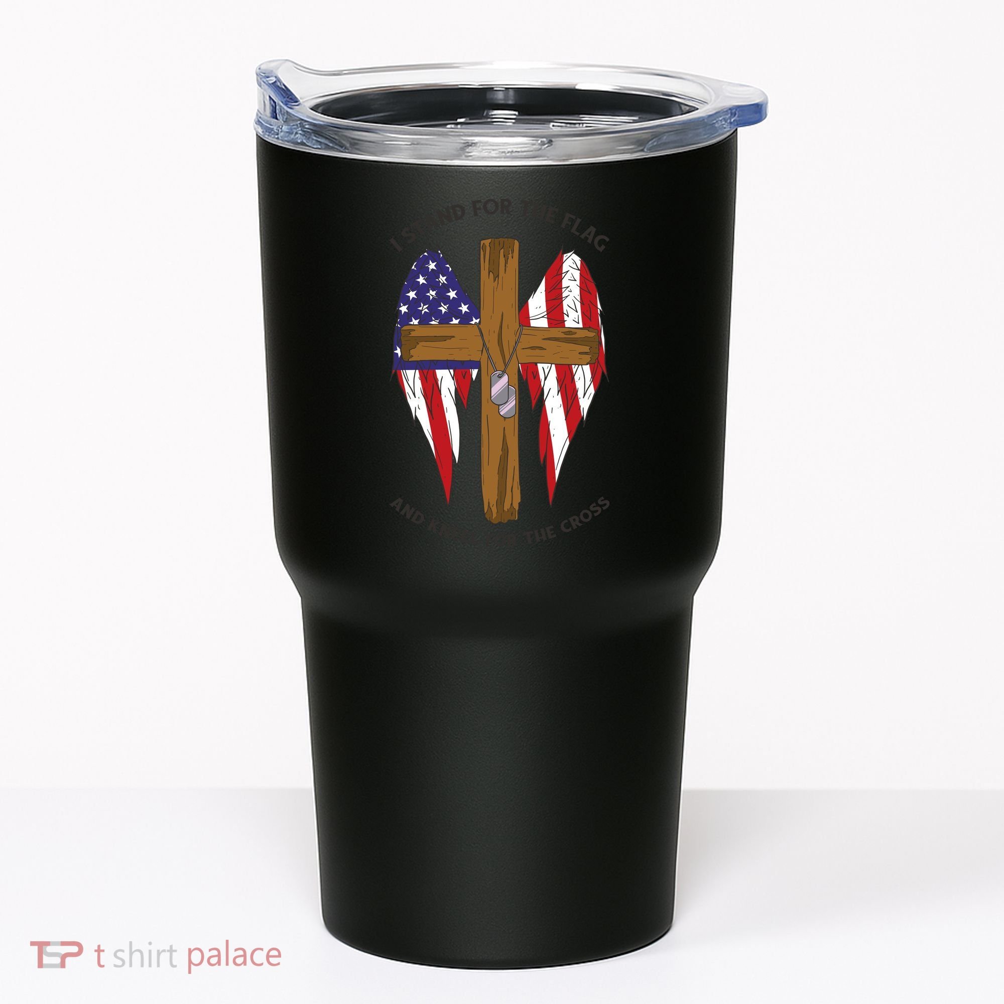 I Stand For The Flag Kneel For The Cross USA Tumbler