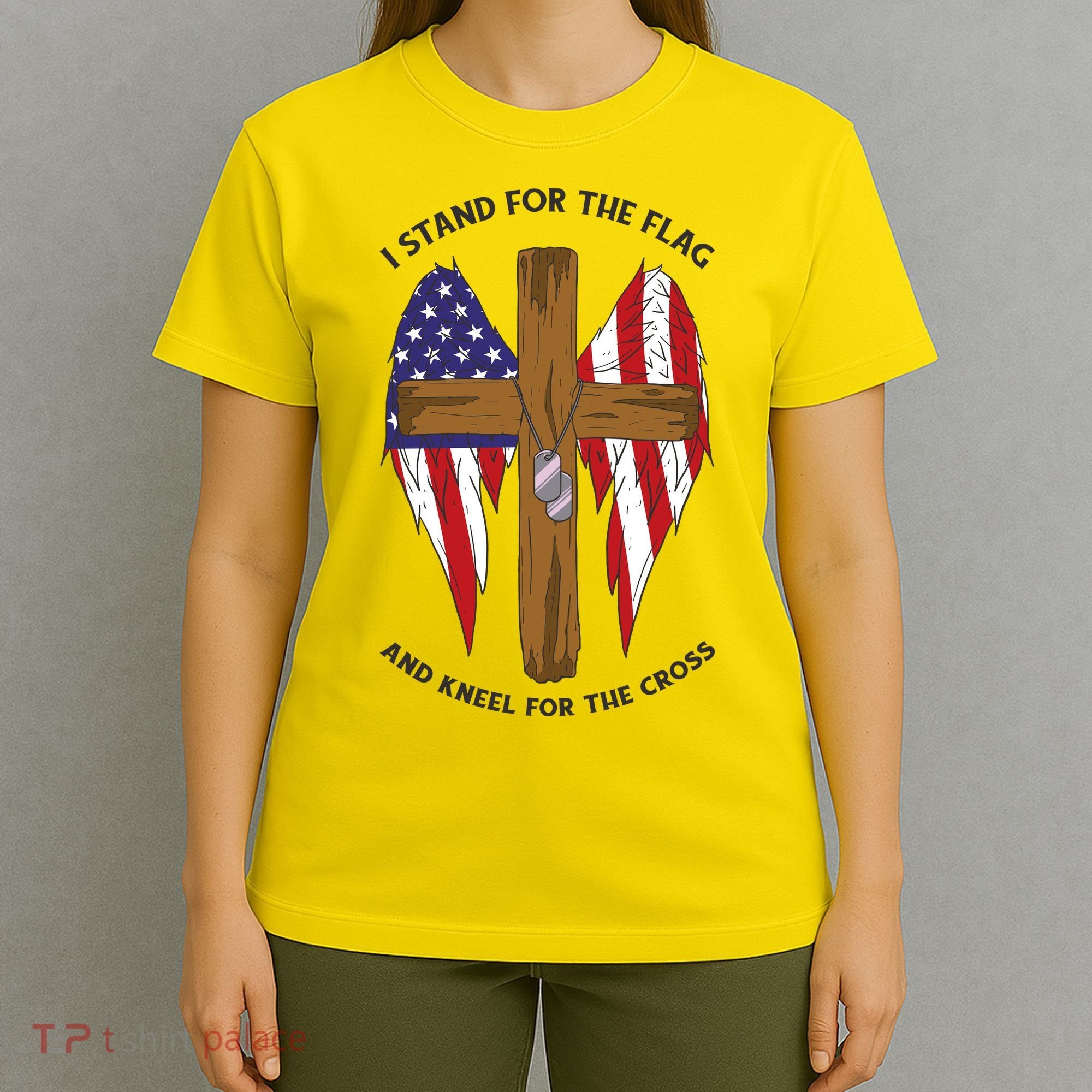 I Stand For The Flag Kneel For The Cross USA T-Shirt