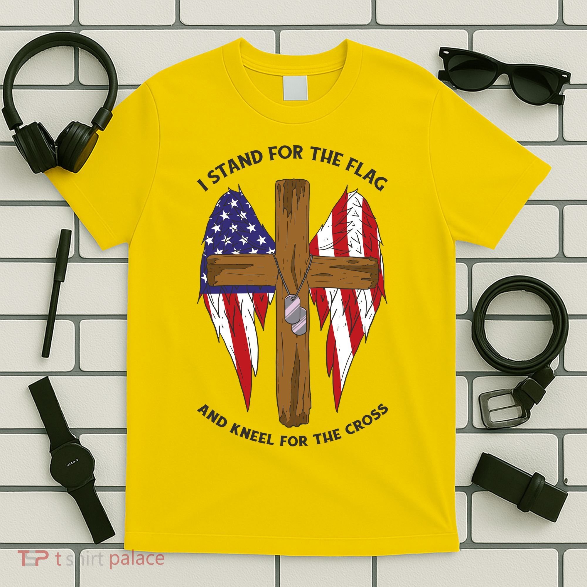 I Stand For The Flag Kneel For The Cross USA T-Shirt