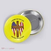 I Stand For The Flag Kneel For The Cross USA Button thumb 0