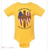 I Stand For The Flag Kneel For The Cross USA Baby Bodysuit thumb 0