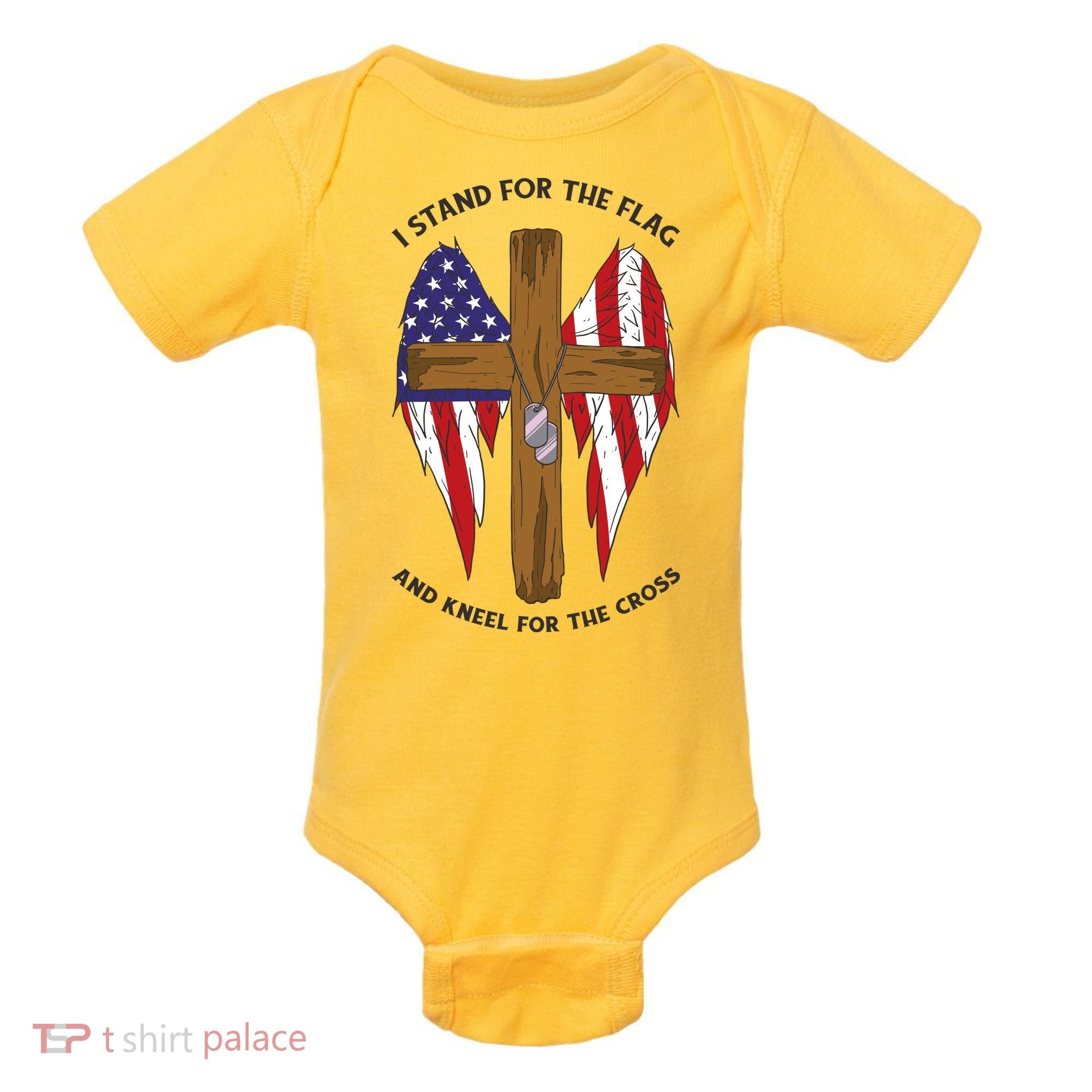 I Stand For The Flag Kneel For The Cross USA Baby Bodysuit