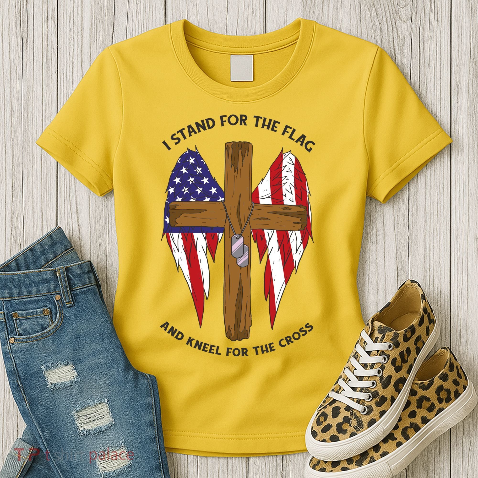 I Stand For The Flag Kneel For The Cross USA Women's T-Shirt