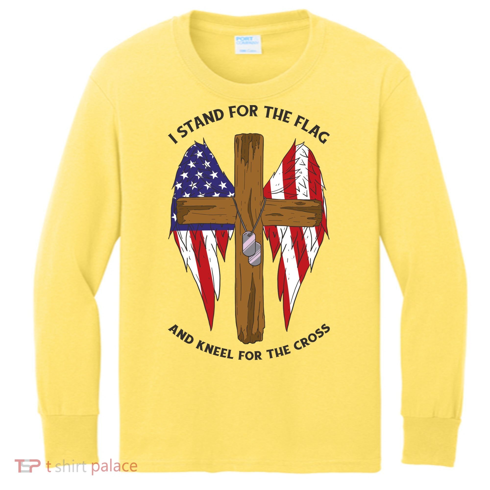 I Stand For The Flag Kneel For The Cross USA Kids Long Sleeve Shirt