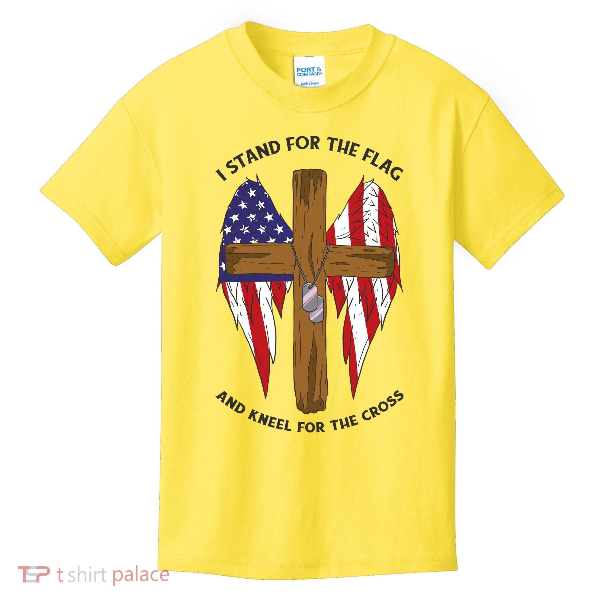 I Stand For The Flag Kneel For The Cross USA Kids T-Shirt