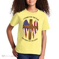 I Stand For The Flag Kneel For The Cross USA Kids T-Shirt thumb 2